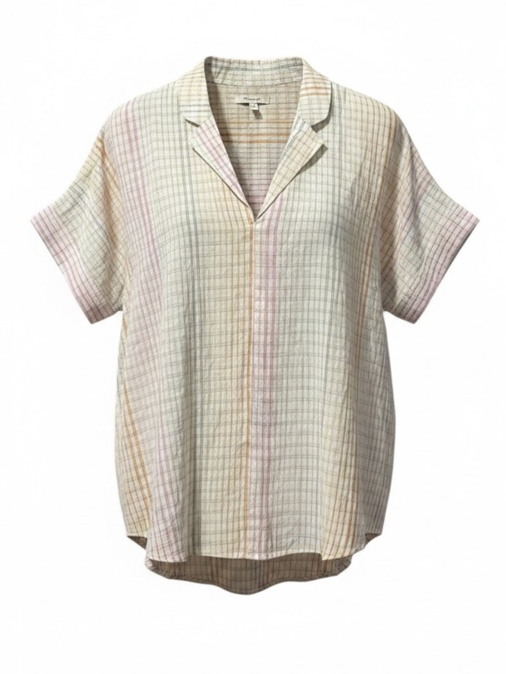 Madewell Lakeline Popover Plaid Shirt Wispy Cloud Rainbow – Large